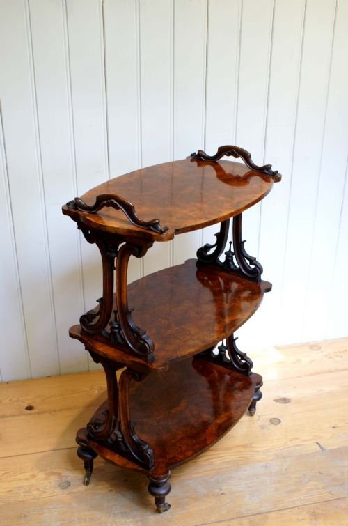 Mid Victorian Burr Walnut Veneered Whatnot